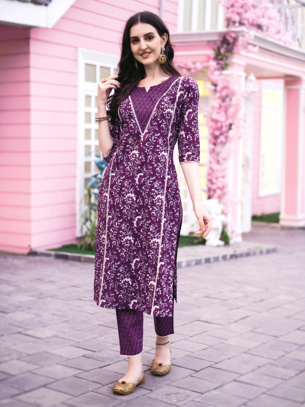 Floral Printed Kurta With Pant & Dupatta, Multicolor - Hiral Fashion | Grocsy