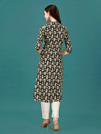 Ethnic Motifs Printed Front Buttoned Rayon Kurta, Multicolor - Hiral Fashion | Grocsy