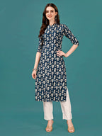 Ethnic Motifs Printed Front Buttoned Rayon Kurta, Multicolor - Hiral Fashion | Grocsy