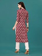 Ethnic Motifs Printed Front Buttoned Rayon Kurta, Multicolor - Hiral Fashion | Grocsy