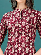 Ethnic Motifs Printed Front Buttoned Rayon Kurta, Multicolor - Hiral Fashion | Grocsy