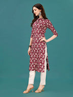 Ethnic Motifs Printed Front Buttoned Rayon Kurta, Multicolor - Hiral Fashion | Grocsy