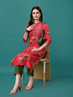 Botanical & Stripes Printed Front Buttoned Cotton Kurta, Multicolor - Hiral Fashion | Grocsy
