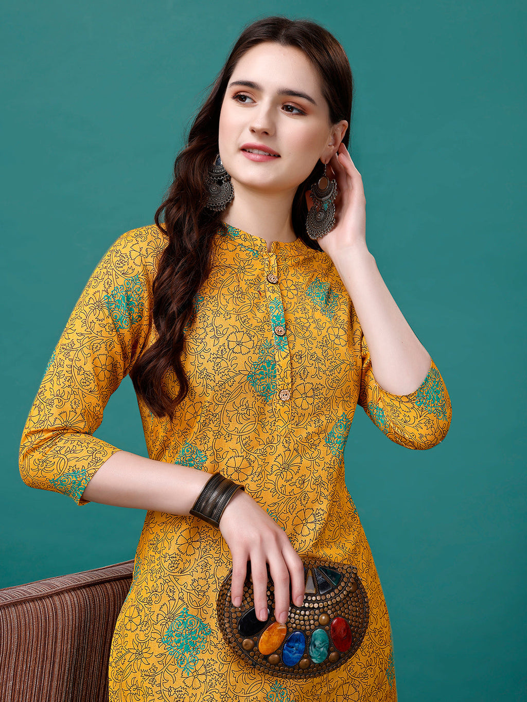 Floral Printed Front Buttoned Cotton Kurta, Multicolor - Hiral Fashion | Grocsy