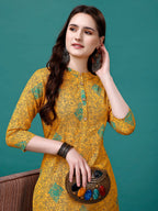 Floral Printed Front Buttoned Cotton Kurta, Multicolor - Hiral Fashion | Grocsy