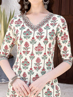 Floral Printed Kurta With Pant & Dupatta, Multicolor - Hiral Fashion | Grocsy