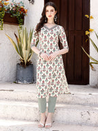 Floral Printed Kurta With Pant & Dupatta, Multicolor - Hiral Fashion | Grocsy