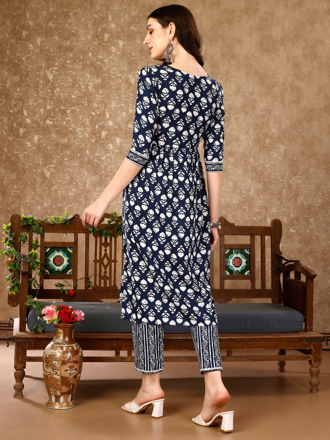 Nyra Cut Ethnic Motifs Printed Kurta With Pant & Dupatta, Multicolor - Hiral Fashion | Grocsy