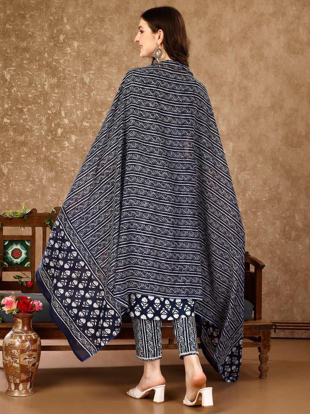 Nyra Cut Ethnic Motifs Printed Kurta With Pant & Dupatta, Multicolor - Hiral Fashion | Grocsy