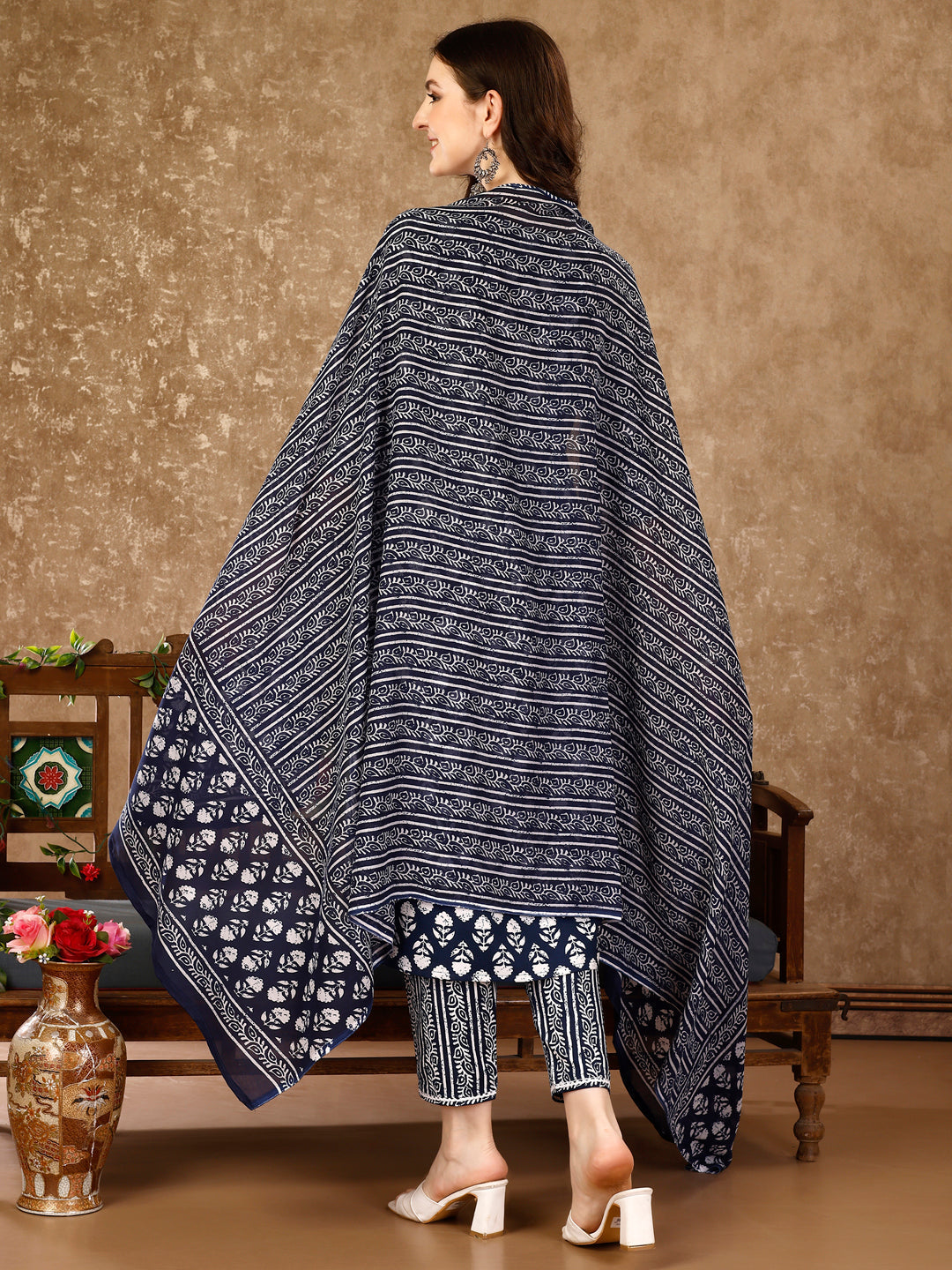 Nyra Cut Ethnic Motifs Printed Kurta With Pant & Dupatta, Multicolor - Hiral Fashion | Grocsy