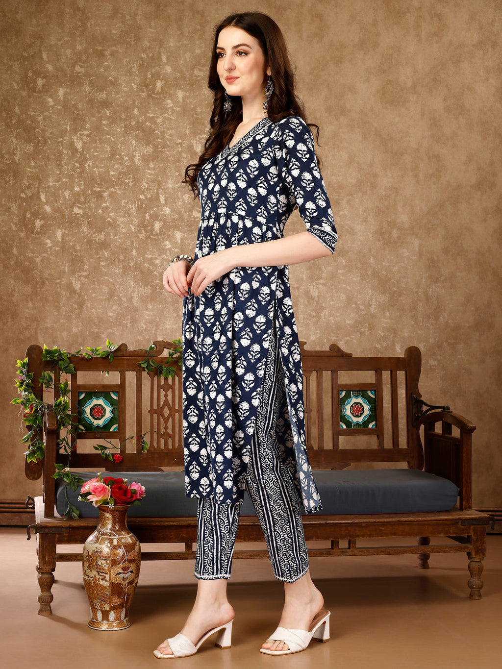 Nyra Cut Ethnic Motifs Printed Kurta With Pant & Dupatta, Multicolor - Hiral Fashion | Grocsy