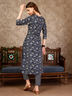Embroidered & Printed Casual Wear Kurta With Printed Pant & Dupatta, Multicolor - Hiral Fashion | Grocsy