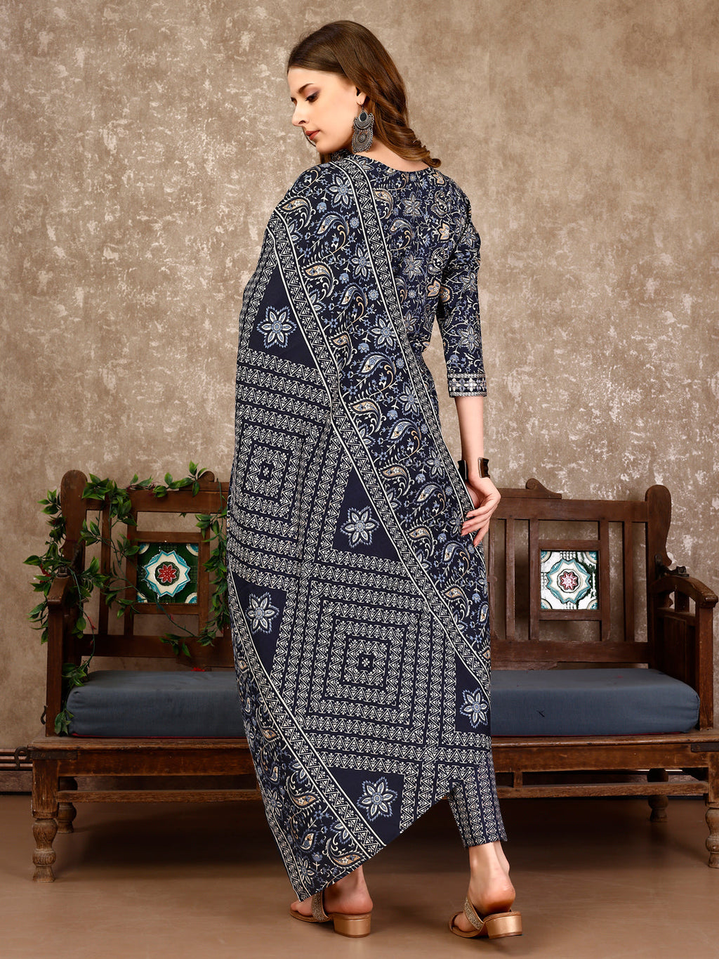 Embroidered & Printed Casual Wear Kurta With Printed Pant & Dupatta, Multicolor - Hiral Fashion | Grocsy