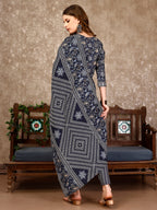 Embroidered & Printed Casual Wear Kurta With Printed Pant & Dupatta, Multicolor - Hiral Fashion | Grocsy