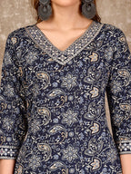 Embroidered & Printed Casual Wear Kurta With Printed Pant & Dupatta, Multicolor - Hiral Fashion | Grocsy