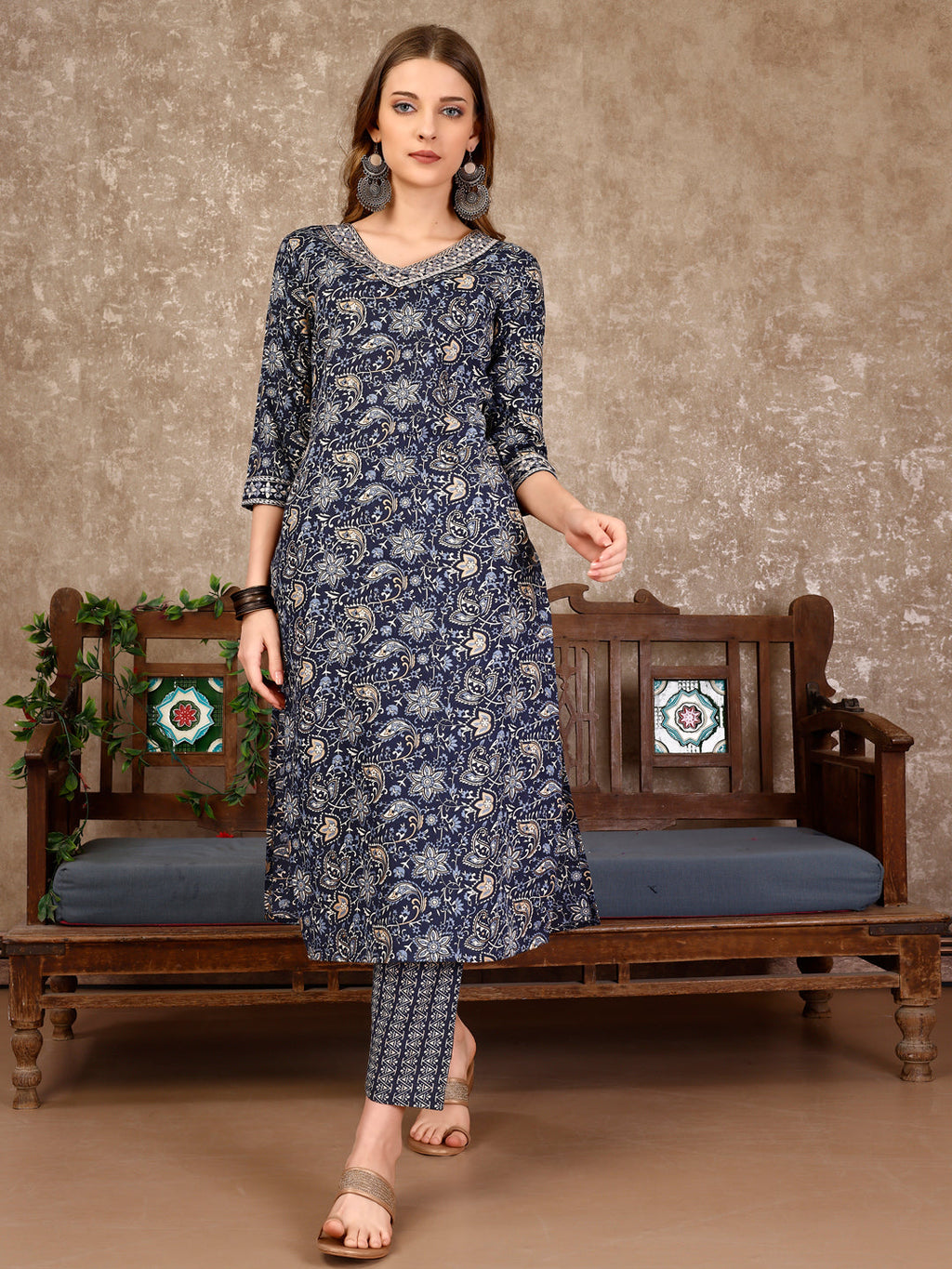 Embroidered & Printed Casual Wear Kurta With Printed Pant & Dupatta, Multicolor - Hiral Fashion | Grocsy