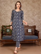 Embroidered & Printed Casual Wear Kurta With Printed Pant & Dupatta, Multicolor - Hiral Fashion | Grocsy