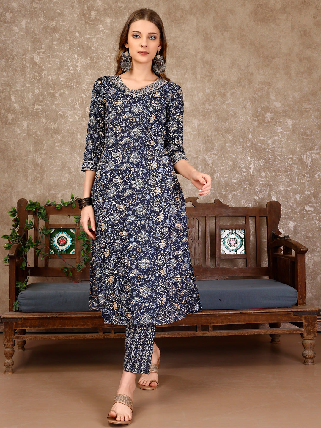 Embroidered & Printed Casual Wear Kurta With Printed Pant & Dupatta, Multicolor - Hiral Fashion | Grocsy