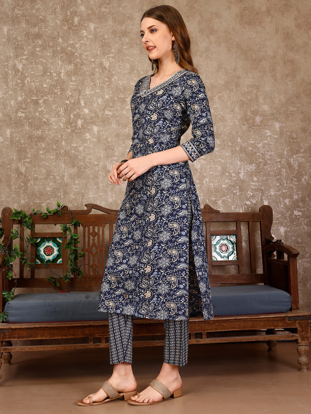 Embroidered & Printed Casual Wear Kurta With Printed Pant & Dupatta, Multicolor - Hiral Fashion | Grocsy