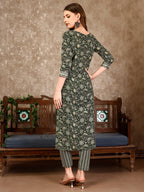 Embroidered & Printed Casual Wear Kurta With Printed Pant & Dupatta, Multicolor - Hiral Fashion | Grocsy