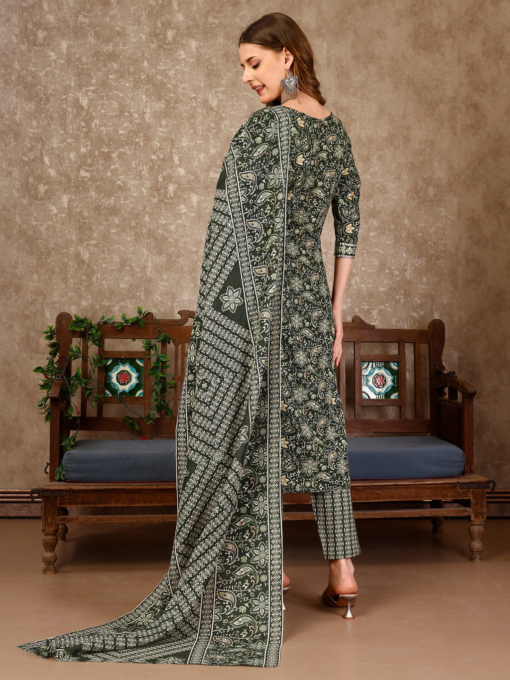 Embroidered & Printed Casual Wear Kurta With Printed Pant & Dupatta, Multicolor - Hiral Fashion | Grocsy