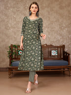 Embroidered & Printed Casual Wear Kurta With Printed Pant & Dupatta, Multicolor - Hiral Fashion | Grocsy