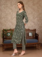 Embroidered & Printed Casual Wear Kurta With Printed Pant & Dupatta, Multicolor - Hiral Fashion | Grocsy
