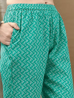 Embroidered & Printed Kurta With Pant & Dupatta, Blue - Hiral Fashion | Grocsy