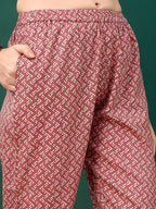 Embroidered & Printed Kurta With Pant & Dupatta, Pink - Hiral Fashion | Grocsy