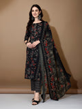 Floral Printed Kurta With Pant & Dupatta, Black - Hiral Fashion | Grocsy
