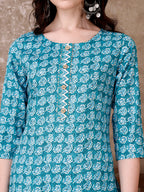 Leaf Printed Kurta With Printed Pant & Dupatta, Multicolor - Hiral Fashion | Grocsy
