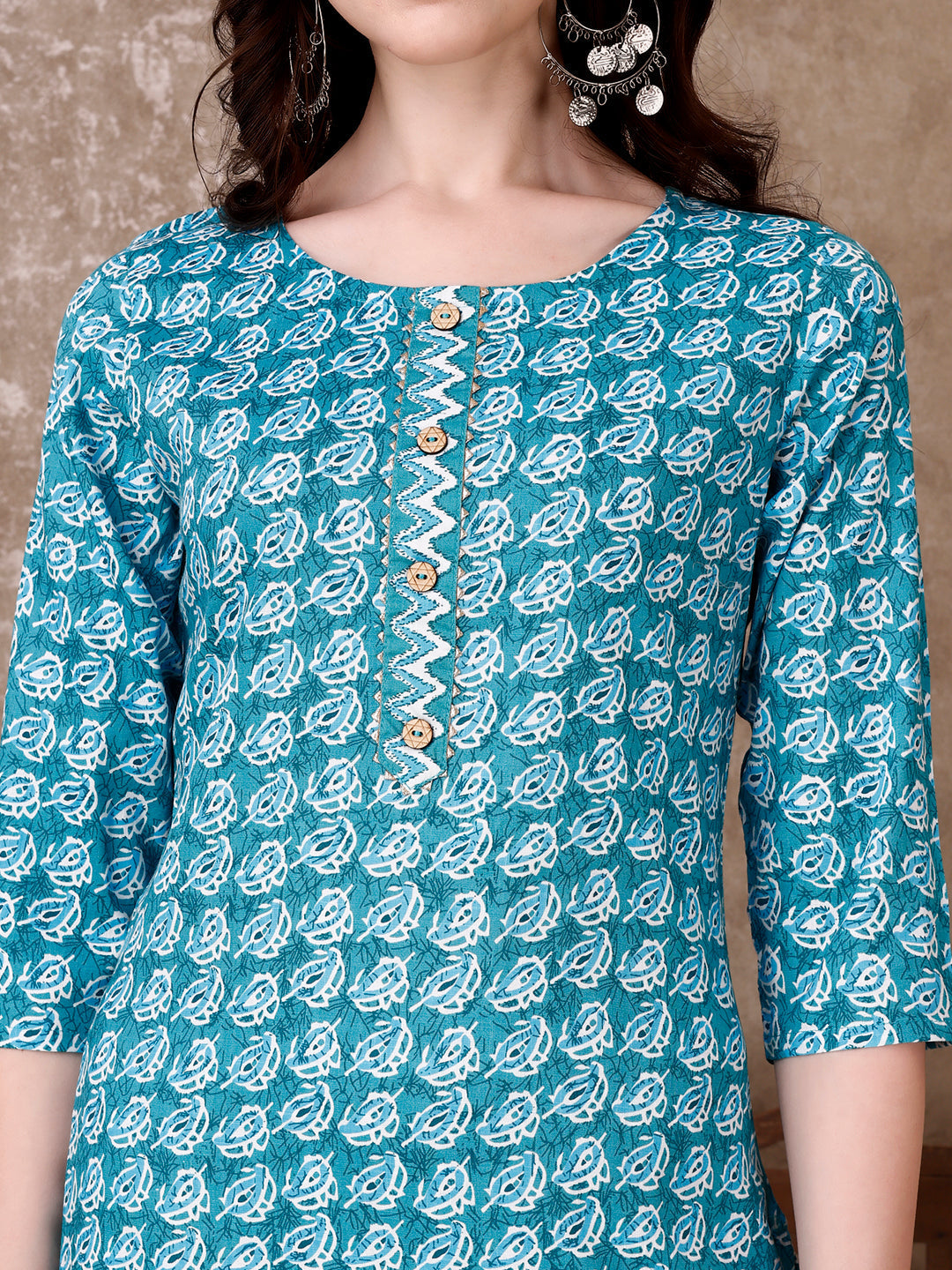 Leaf Printed Kurta With Printed Pant & Dupatta, Multicolor - Hiral Fashion | Grocsy