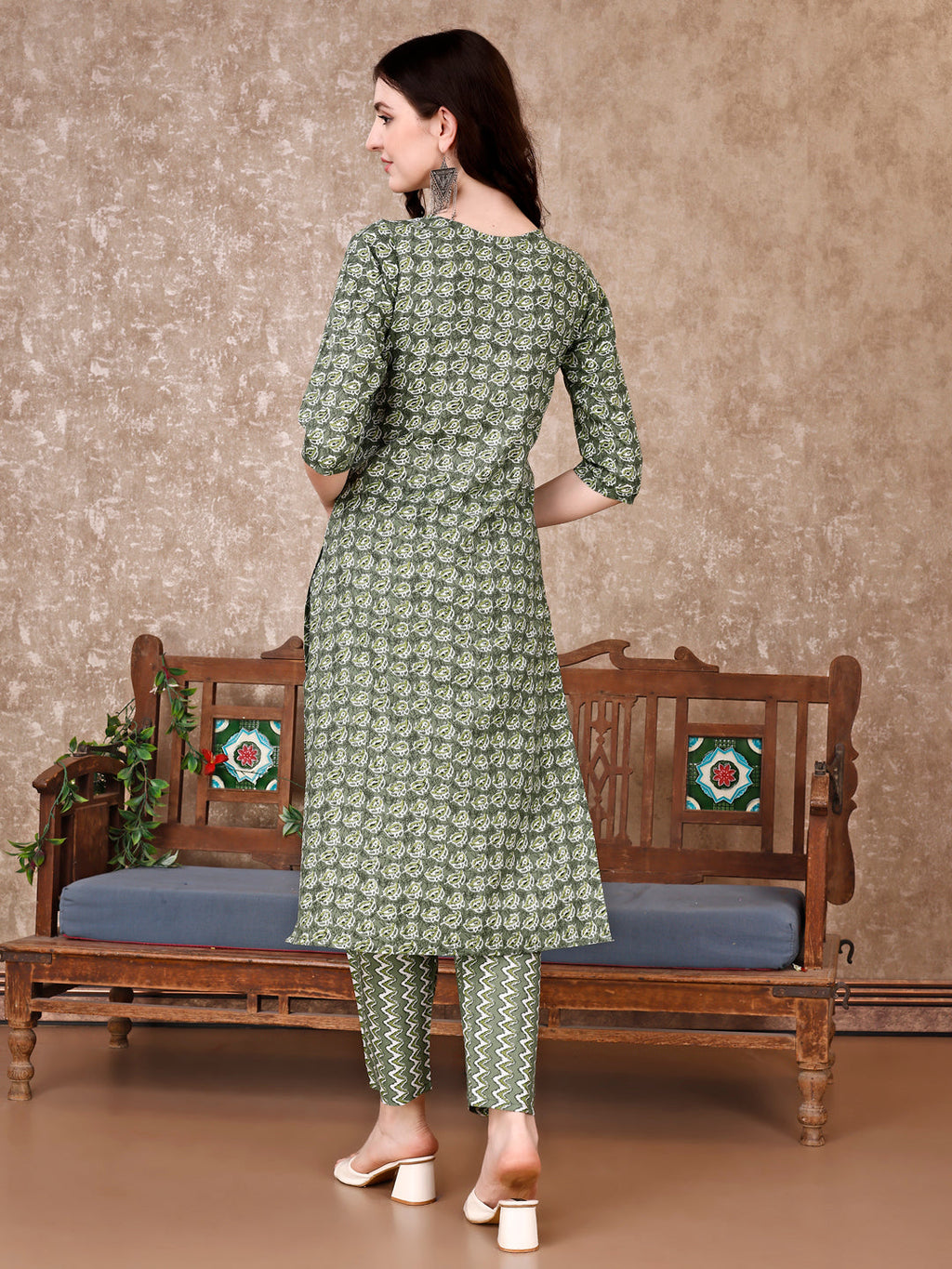 Leaf Printed Kurta With Printed Pant & Dupatta, Multicolor - Hiral Fashion | Grocsy