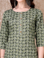 Leaf Printed Kurta With Printed Pant & Dupatta, Multicolor - Hiral Fashion | Grocsy