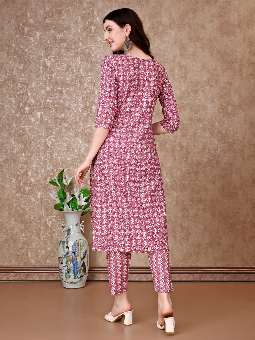 Leaf Printed Kurta With Printed Pant & Dupatta, Multicolor - Hiral Fashion | Grocsy