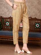 Leaf Printed Kurta With Printed Pant & Dupatta, Multicolor - Hiral Fashion | Grocsy