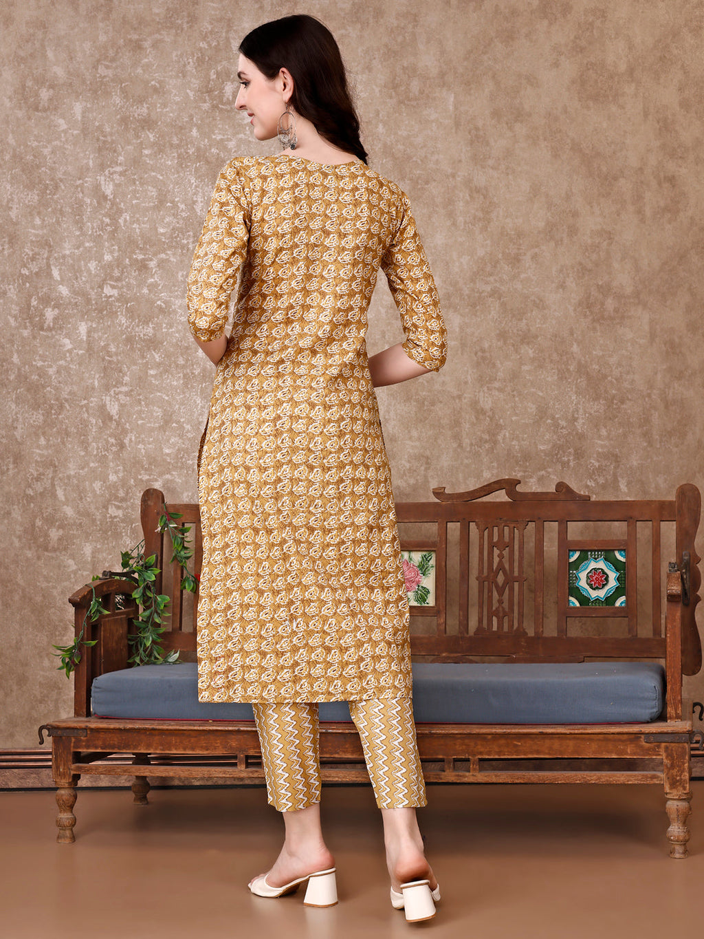 Leaf Printed Kurta With Printed Pant & Dupatta, Multicolor - Hiral Fashion | Grocsy