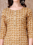 Leaf Printed Kurta With Printed Pant & Dupatta, Multicolor - Hiral Fashion | Grocsy