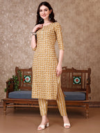 Leaf Printed Kurta With Printed Pant & Dupatta, Multicolor - Hiral Fashion | Grocsy