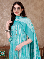 Printed Kurta With Printed Pant & Dupatta, Multicolor - Hiral Fashion | Grocsy