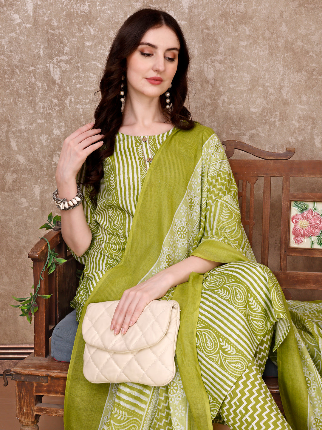 Printed Kurta With Printed Pant & Dupatta, Multicolor - Hiral Fashion | Grocsy