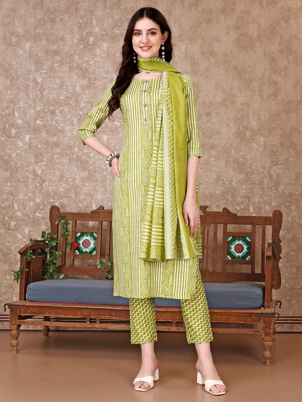 Printed Kurta With Printed Pant & Dupatta, Multicolor - Hiral Fashion | Grocsy