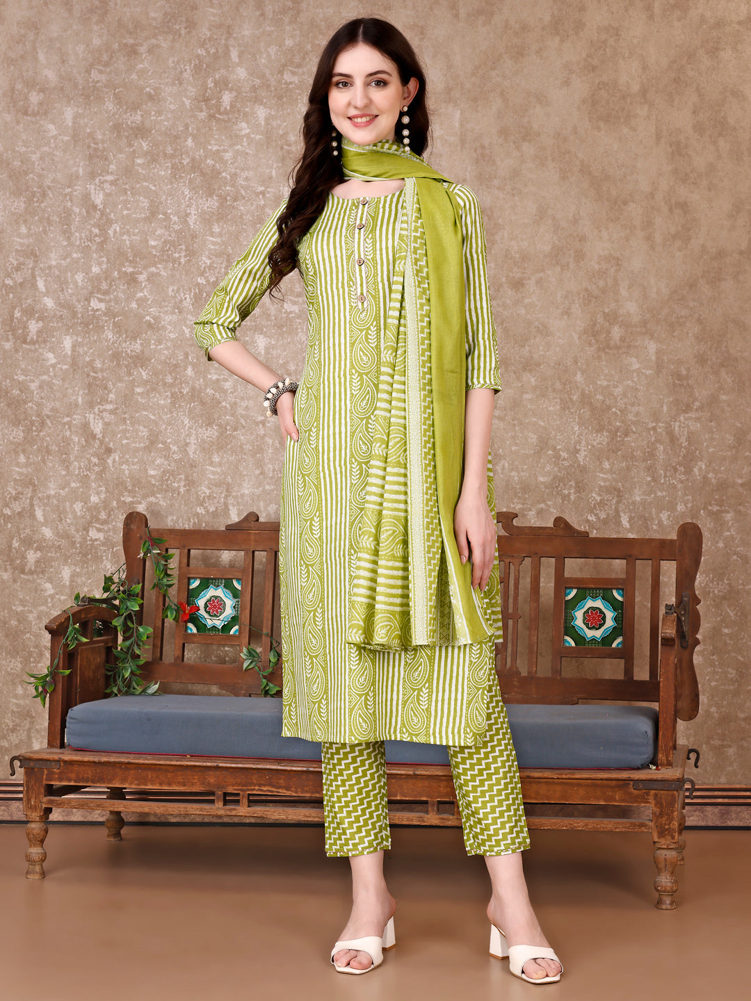 Printed Kurta With Printed Pant & Dupatta, Multicolor - Hiral Fashion | Grocsy