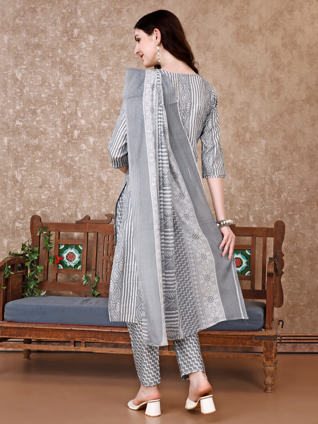 Printed Kurta With Printed Pant & Dupatta, Multicolor - Hiral Fashion | Grocsy