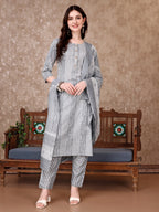 Printed Kurta With Printed Pant & Dupatta, Multicolor - Hiral Fashion | Grocsy