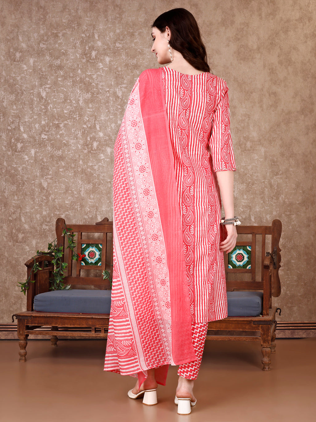 Printed Kurta With Printed Pant & Dupatta, Multicolor - Hiral Fashion | Grocsy
