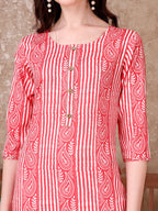 Printed Kurta With Printed Pant & Dupatta, Multicolor - Hiral Fashion | Grocsy