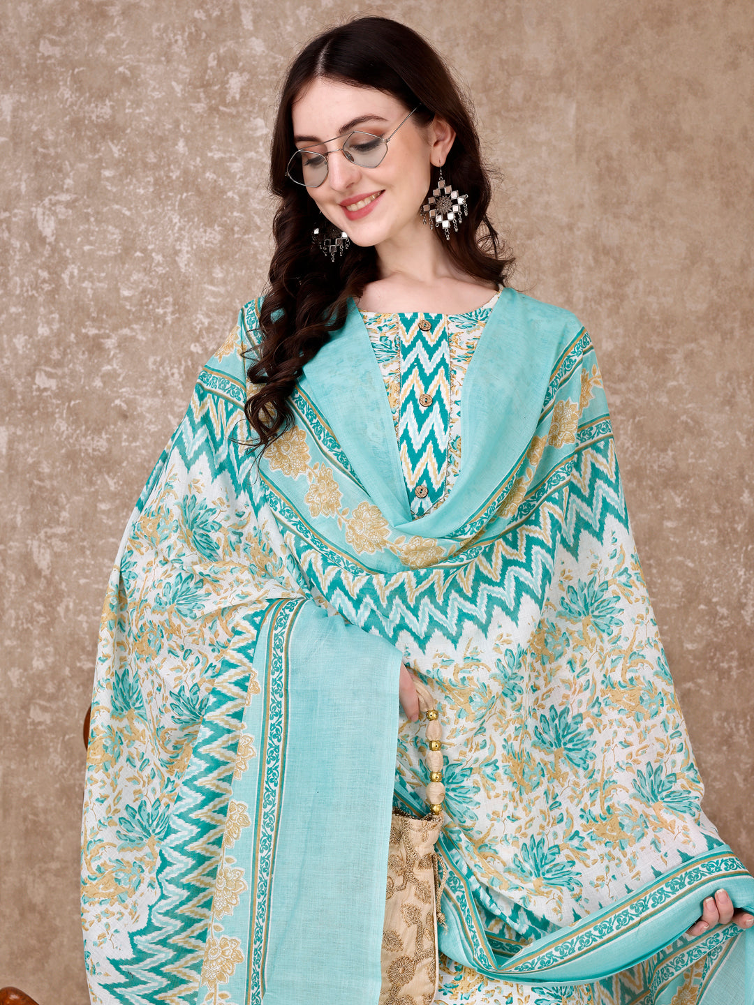 Floral Printed Kurta With Printed Pant & Dupatta, Multicolor - Hiral Fashion | Grocsy