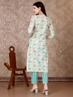 Floral Printed Kurta With Printed Pant & Dupatta, Multicolor - Hiral Fashion | Grocsy