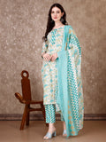 Floral Printed Kurta With Printed Pant & Dupatta, Multicolor - Hiral Fashion | Grocsy